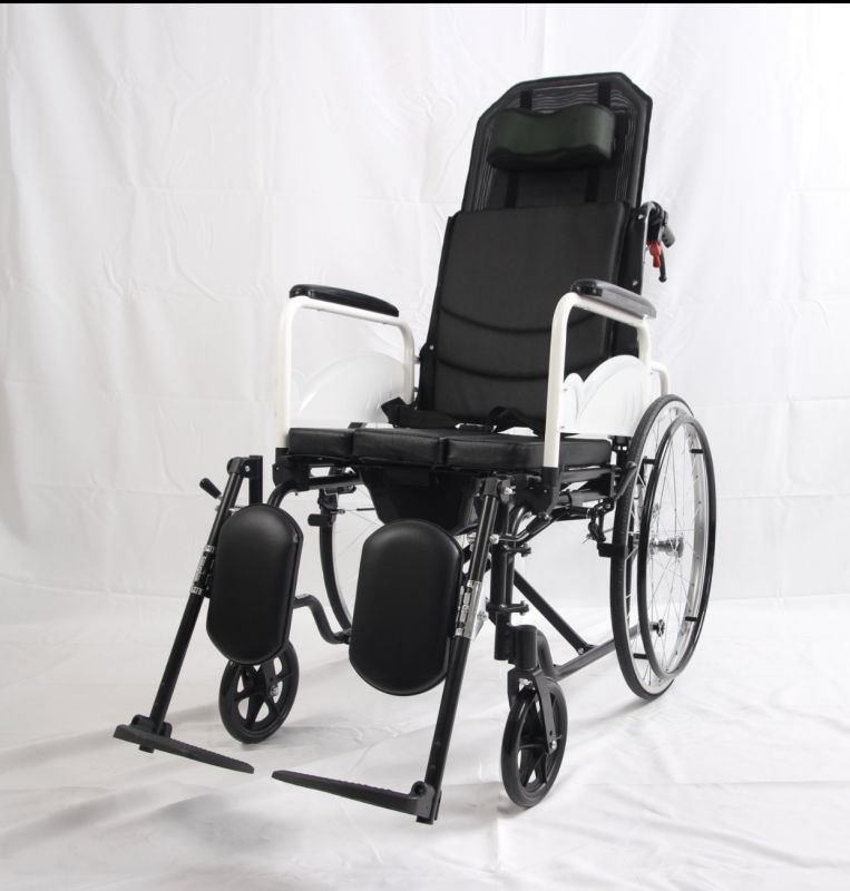鋁合金高靠背手動(dòng)坐便輪椅-