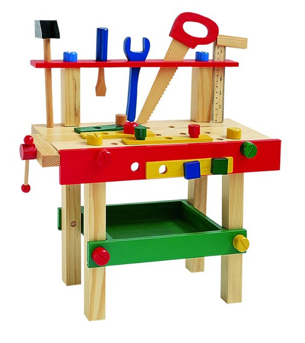 Children's woodworking console-