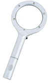 Hand held magnifying glass with lamp